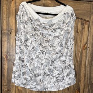 Cato Gray Leaf Print Women's Blouse